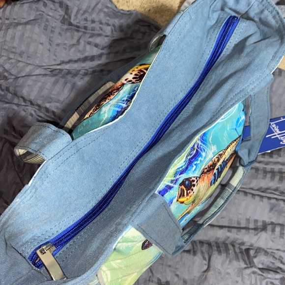 Nwt Guy Harvey Blue Ocean Sea Turtle Large Shoulder Beach Tote Bag - Picture 9 of 16